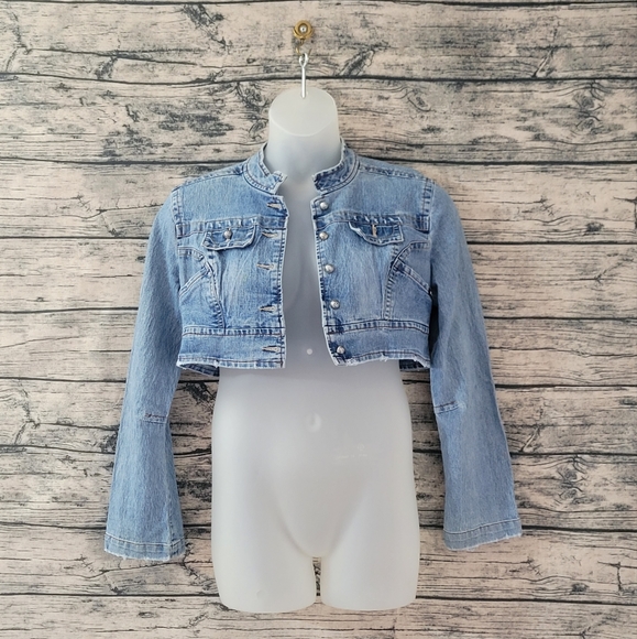 Vintage Cropped Denim Jacket by Rewind - Picture 3 of 12